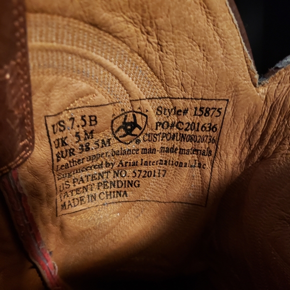 Ariat 'Legend' Cowboy Boots in Brown & Red - Women's size 7. 5 B - Picture 8 of 11